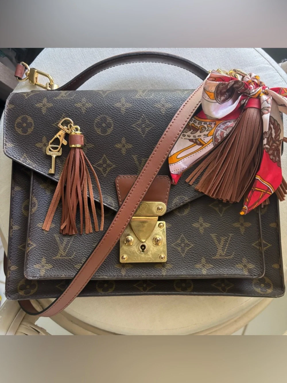 Louis Vuitton Monceau 28 Monogram Satchel Crossbody Purse Gold Hardware Vintage - Picture 7 of 17
